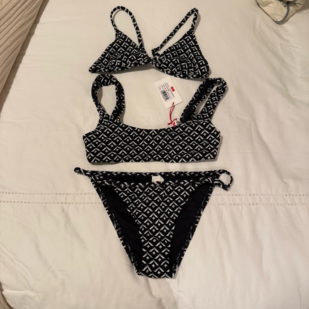 Solid and Striped Black and White Bikini Set